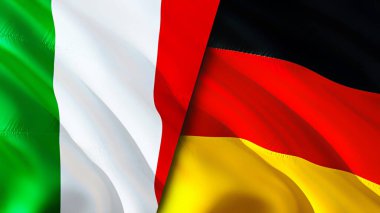 Italy and Germany flags. 3D Waving flag design. Italy Germany flag, picture, wallpaper. Italy vs Germany image,3D rendering. Italy Germany relations alliance and Trade,travel,tourism concep