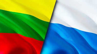 Lithuania and San Marino flags. 3D Waving flag design. Lithuania San Marino flag, picture, wallpaper. Lithuania vs San Marino image,3D rendering. Lithuania San Marino relations alliance an