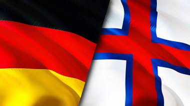 Germany and Faroe Islands flags. 3D Waving flag design. Germany Faroe Islands flag, picture, wallpaper. Germany vs Faroe Islands image,3D rendering. Germany Faroe Islands relations alliance an