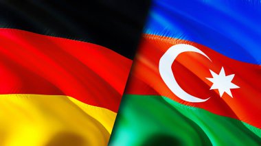 Almanya ve Azerbaycan bayrakları. 3 boyutlu dalgalanan bayrak tasarımı. Almanya Azerbaycan bayrağı, resim, duvar kağıdı. Almanya, Azerbaycan 'a karşı, görüntü 3 boyutlu. Almanya Azerbaycan ilişkileri ittifakı