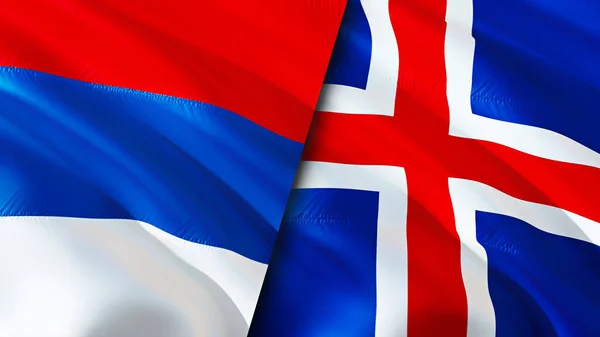 Serbia Iceland Flags Waving Flag Design Serbia Iceland Flag Picture — Stok fotoğraf