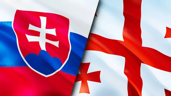 Slovakia Georgia Flags Waving Flag Design Slovakia Georgia Flag Picture — Foto Stock