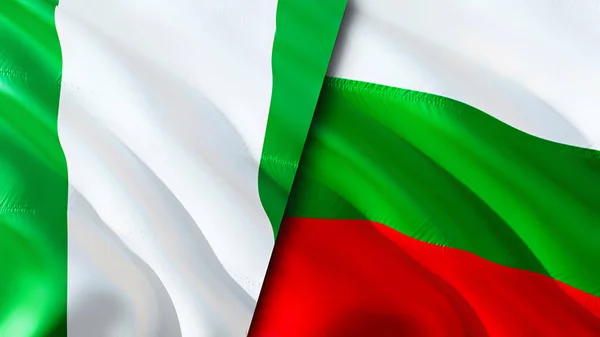 Nigeria and Bulgaria flags. 3D Waving flag design. Nigeria Bulgaria flag, picture, wallpaper. Nigeria vs Bulgaria image,3D rendering. Nigeria Bulgaria relations alliance and Trade,travel,touris