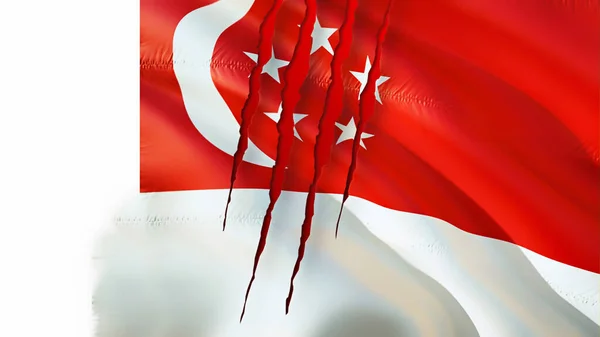 Флаги Непала Сингапура Шрамом Флажок Рендеринг Концепция Конфликта Между Непалом — стоковое фото