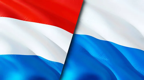 Luxemburg San Marino Zászlók Integető Zászló Design Luxemburg San Marino — Stock Fotó