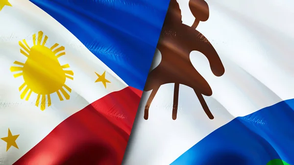 Philippines Lesotho Flags Waving Flag Design Philippines Lesotho Flag Picture — Stock Photo, Image