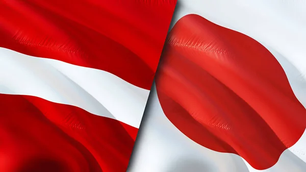 Latvia Japan Flags Waving Flag Design Latvia Japan Flag Picture — Stockfoto