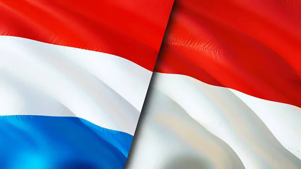 Прапори Люксембургу Індонезії Waving Flag Люксембурзький Прапор Фотографія Шпалери Люксембург — стокове фото