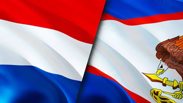 Netherlands American Samoa Flags Waving Flag Design Netherlands American Samoa — Foto Stock