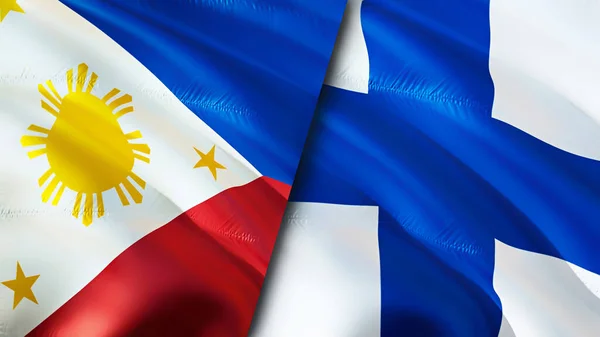 Philippines Finland Flags Waving Flag Design Philippines Finland Flag Picture — Stock Photo, Image