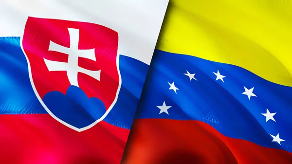 Slovakia Venezuela Flags Waving Flag Design Slovakia Venezuela Flag Picture — Stockfoto