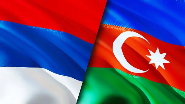 Serbia and Azerbaijan flags. 3D Waving flag design. Serbia Azerbaijan flag, picture, wallpaper. Serbia vs Azerbaijan image,3D rendering. Serbia Azerbaijan relations alliance and Trade,travel,touris