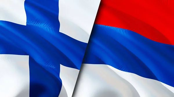 핀란드와 세르비아가 국기를 그린다 웨이브 디자인 핀란드 핀란드 세르비아 이미지 — 스톡 사진