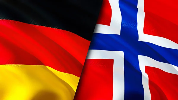 Německo Norská Vlajka Návrh Vlnění Vlajky Německo Norsko Vlajka Obrázek — Stock fotografie