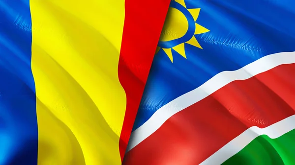 Romania Namibia Flags Scar Concept Waving Flag Rendering Romania Namibia — Fotografia de Stock