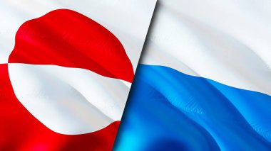 Grönland ve San Marino bayrakları. 3 boyutlu dalgalanan bayrak tasarımı. Grönland San Marino bayrağı, resim, duvar kağıdı. Grönland, San Marino 'ya karşı, görüntü 3 boyutlu. Grönland San Marino ilişkileri