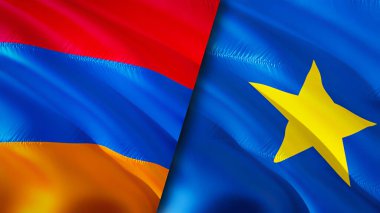 Ermenistan ve DR Kongo bayrakları. 3 boyutlu dalgalanan bayrak tasarımı. Ermenistan DR Kongo bayrağı, resim, duvar kağıdı. Ermenistan, DR Kongo 'ya karşı, görüntü 3 boyutlu. Ermenistan DR Kongo ilişkileri ve