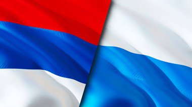 Sırbistan ve San Marino bayrakları. 3 boyutlu dalgalanan bayrak tasarımı. Sırbistan San Marino bayrağı, resmi, duvar kağıdı. Sırbistan, San Marino 'ya karşı, görüntü 3D. Sırbistan San Marino ilişkileri ittifak ve Ticaret, seyahat, turnuva