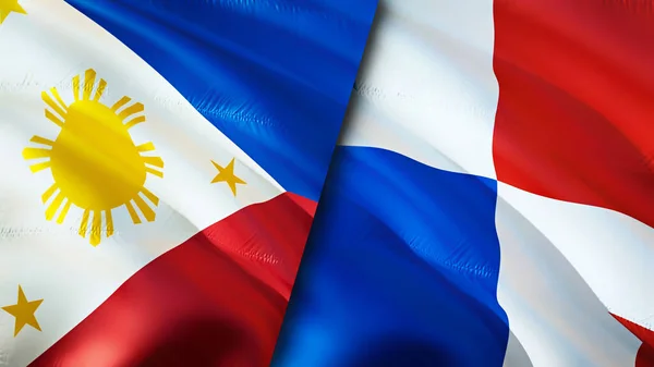 Philippines Panama Flags Waving Flag Design Philippines Panama Flag Picture — Stock Photo, Image