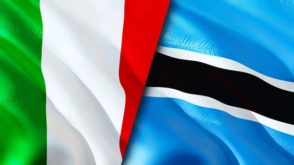 Italy Botswana Flags Waving Flag Design Italy Botswana Flag Picture — Fotografia de Stock