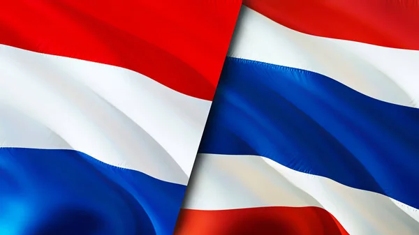 Нідерланди Таїланд Прапори Waving Flag Нідерланди Прапор Таїланду Фотографія Шпалери — стокове фото