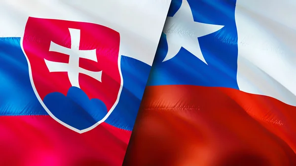 Banderas Eslovaquia Chile Diseño Banderas Waving Eslovaquia Chile Bandera Foto —  Fotos de Stock