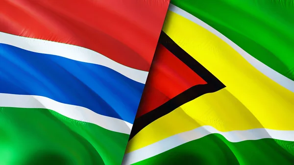 Gambia Guyana Flags Waving Flag Design Gambia Guyana Flag Picture — Fotografia de Stock