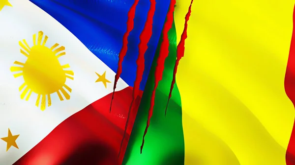 Philippines Mali Flags Scar Concept Waving Flag Rendering Philippines Mali — Stok Foto