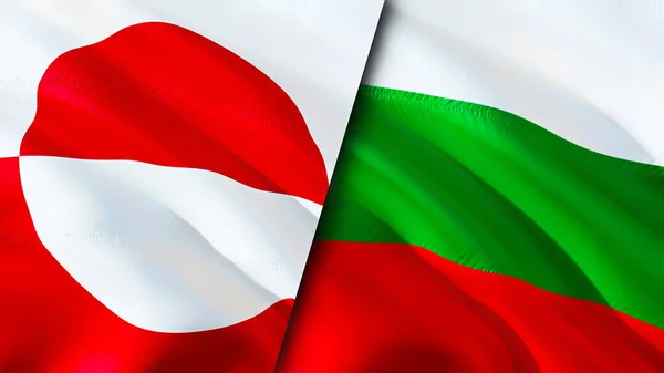 Greenland and Bulgaria flags. 3D Waving flag design. Greenland Bulgaria flag, picture, wallpaper. Greenland vs Bulgaria image,3D rendering. Greenland Bulgaria relations alliance an