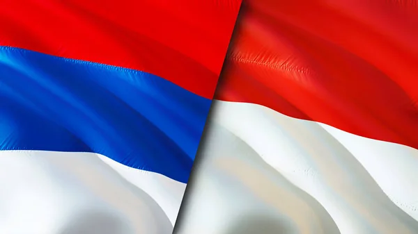 Serbia Indonesia Flags Waving Flag Design Serbia Indonesia Flag Picture — Stock Photo, Image