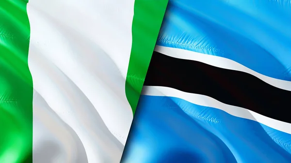 Nigeria Botswana Banderas Diseño Banderas Waving Nigeria Botswana Bandera Foto — Foto de Stock