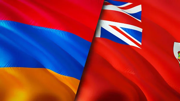 Örményország Bermuda Zászlói Integető Zászló Design Örményország Bermuda Zászló Kép — Stock Fotó
