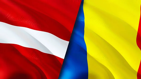 Flagi Łotwy Rumunii Projektowanie Flagi Łotwa Rumunia Flaga Obraz Tapeta — Zdjęcie stockowe