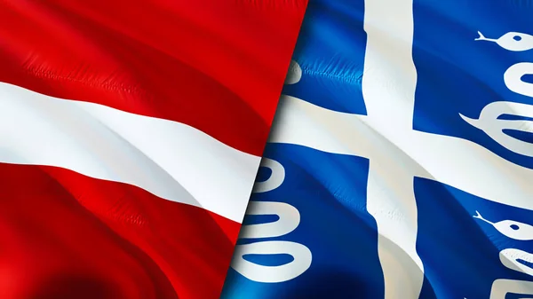 라트비아와 마르티니크 깃발이야 웨이브 디자인 라트비아 마르티니크 Latvia Martinique Image — 스톡 사진
