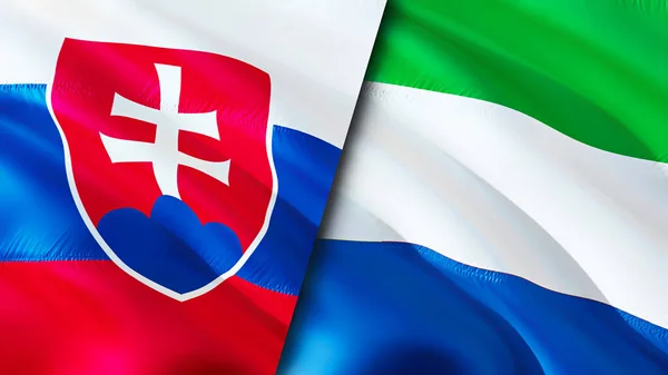 スロバキアとシエラレオネの国旗 3D波動旗のデザイン スロバキアシエラレオネ旗 スロバキア対シエラレオネ画像 3Dレンダリング スロバキアシエラレオネ関係同盟 — ストック写真