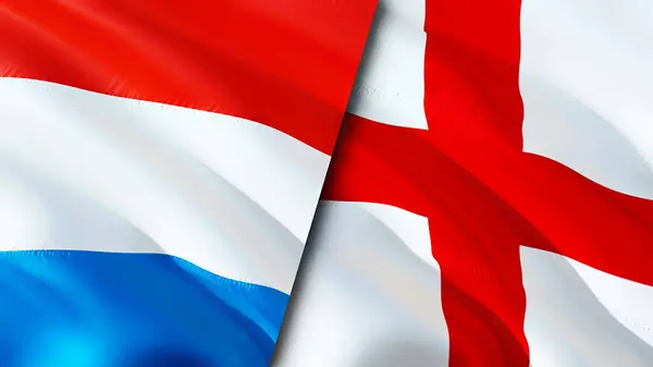 Vlaggen Van Luxemburg Engeland Waving Vlag Ontwerp Luxemburg Engeland Vlag — Stockfoto