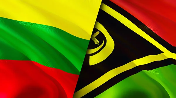Litouwen Vanuatu Vlaggen Waving Vlag Ontwerp Litouwen Vanuatu Vlag Foto — Stockfoto