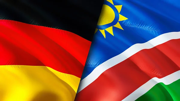 Germany and Namibia flags. 3D Waving flag design. Germany Namibia flag, picture, wallpaper. Germany vs Namibia image,3D rendering. Germany Namibia relations alliance and Trade,travel,tourism concep