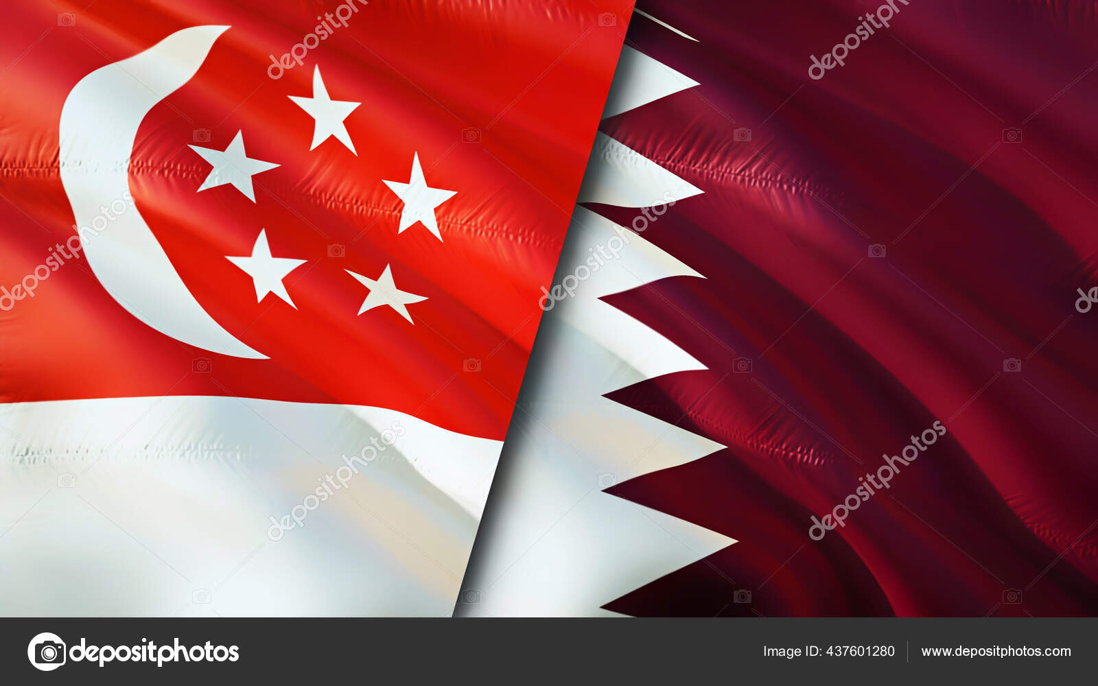 Flaggen Von Singapur Und Katar Fahnenschwenken Singapur Katar Flagge Bild Redaktionelles Stockfoto C Borkus 437601280