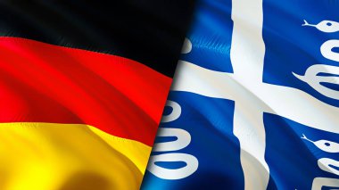 Almanya ve Martinique bayrakları. 3 boyutlu dalgalanan bayrak tasarımı. Almanya Martinik bayrağı, resim, duvar kağıdı. Almanya, Martinique 'e karşı, görüntü 3 boyutlu. Almanya Martinique ilişkileri bir ittifak