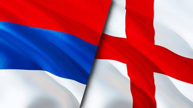 Sırbistan ve İngiltere bayrakları. 3 boyutlu dalgalanan bayrak tasarımı. Sırbistan İngiltere bayrağı, resmi, duvar kağıdı. Sırbistan İngiltere 'nin imajına karşı, 3D görüntüleme. Sırbistan İngiltere ilişkileri ittifak ve ticaret, seyahat ve turizm consepsi