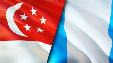 Singapur ve Guatemala bayrakları. 3 boyutlu dalgalanan bayrak tasarımı. Singapur Guatemala bayrağı, resim, duvar kağıdı. Singapur, Guatemala 'ya karşı, görüntü 3 boyutlu. Singapur Guatemala İlişkiler Birliği