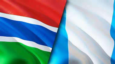 Gambiya ve Guatemala bayrakları. 3 boyutlu dalgalanan bayrak tasarımı. Gambiya Guatemala bayrağı, resim, duvar kağıdı. Gambiya, Guatemala 'ya karşı, görüntü 3 boyutlu. Gambiya Guatemala ilişkileri ittifak ve ticaret, seyahat, turnuva