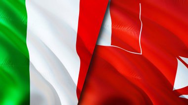 İtalya, Wallis ve Futuna bayrakları. 3 boyutlu dalgalanan bayrak tasarımı. İtalya Wallis ve Futuna bayrağı, resim, duvar kağıdı. İtalya, Wallis ve Futuna 'ya karşı, görüntü 3 boyutlu. İtalya Wallis ve Futuna ilişkileri ittifak