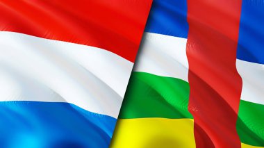 Lüksemburg ve Orta Afrika Cumhuriyeti bayrakları. 3 boyutlu dalgalanan bayrak tasarımı. Lüksemburg Orta Afrika Cumhuriyeti bayrağı, resim, duvar kağıdı. Lüksemburg Orta Afrika Cumhuriyeti imajına karşı, 3D görüntüleme