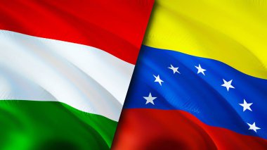 Macaristan ve Venezuela bayrakları. 3 boyutlu dalgalanan bayrak tasarımı. Macaristan Venezuela bayrağı, resim, duvar kağıdı. Macaristan, Venezuela 'ya karşı, görüntü 3 boyutlu. Macaristan Venezuela ilişkileri ittifak ve ticaret, seyahat, turnuva