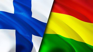 Finlandiya ve Bolivya bayrakları. 3 boyutlu dalgalanan bayrak tasarımı. Finlandiya Bolivya bayrağı, resim, duvar kağıdı. Finlandiya, Bolivya 'ya karşı, görüntü 3 boyutlu. Finlandiya Bolivya ilişkileri ittifak ve ticaret, seyahat, turizm danışmanlığı