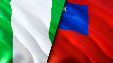 Nijerya ve Samoa bayrakları. 3 boyutlu dalgalanan bayrak tasarımı. Nijerya Samoa bayrağı, resim, duvar kağıdı. Nijerya, Samoa 'ya karşı, görüntü 3 boyutlu. Nijerya Samoa ilişkileri ittifak ve ticaret, seyahat, turizm konsepti