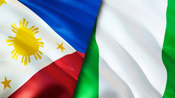 Philippines Nigeria Flags Waving Flag Design Philippines Nigeria Flag Picture — Stock Photo, Image