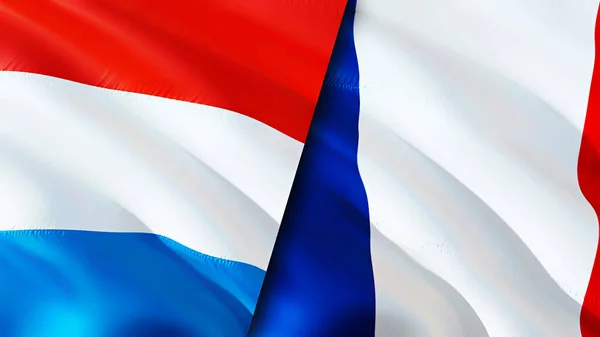 Luxembourg and France flags. 3D Waving flag design. Luxembourg France flag, picture, wallpaper. Luxembourg vs France image,3D rendering. Luxembourg France relations alliance and Trade,travel,touris